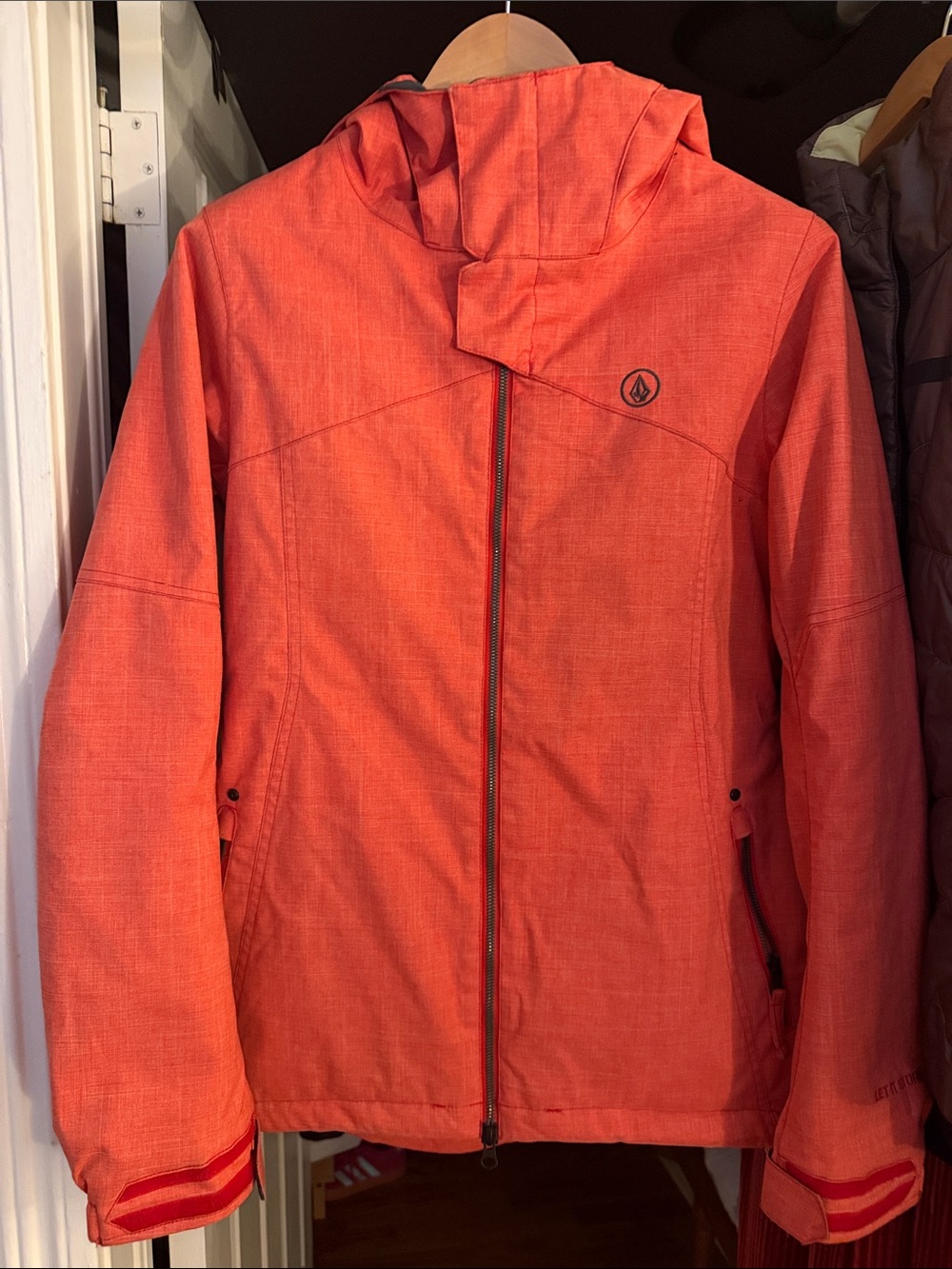 Volcom Women's Coral-Orange Hooded Ski Jacket